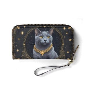 Bonita cartera con forma de gato noble astrológico: bonita cartera de piel vegana para mujer. Regalo único. Bonita cartera vegana, regalo ideal para ella.
