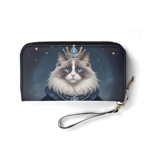 Portefeuille mignon comtesse éthérée avec chat – Portefeuille mignon en cuir végétalien pour femme | Cadeau unique, joli portefeuille végétalien, cadeau idéal pour elle