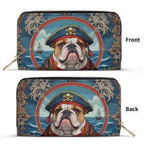 Portafoglio Bulldog Pirata – Portafoglio Carino in Pelle Vegana per Donna / Regalo Unico, Portafoglio Vegano Carino Regalo Ideale per Lei