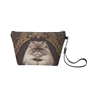 Baroque Duchess Cat Bag Zippered Sling Makeup Bag - Stylish and Portable Cosmetic Organizer Pouch Gift for Her