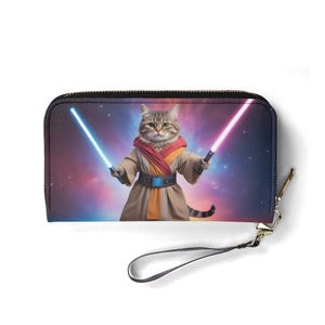 Sci-Fi Liebhaber Geschenk Katzen Geldbörse - Veganes Leder Niedliches Portemonnaie für Frauen | Einzigartiges Geschenk, süße Vegan Geldbörse Ideales Geschenk für Sie