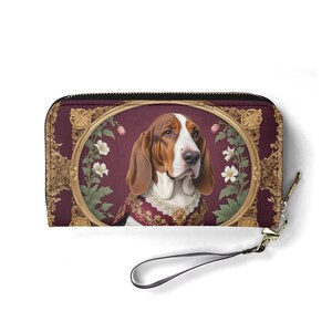 Distinguished Basset Houndk - Carteira de couro PU Art Nouveau Regal Dog