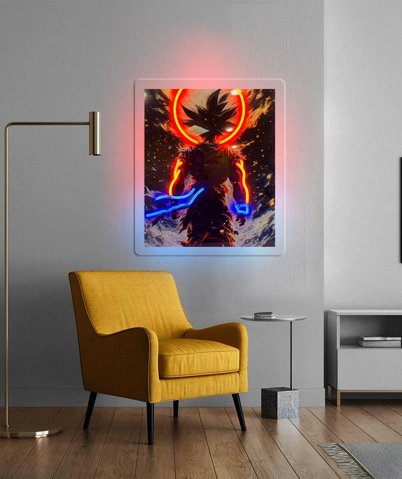 Goku LED Wall Fan Art Intense Neon-style Decor for Dragon Ball Z Fans ...