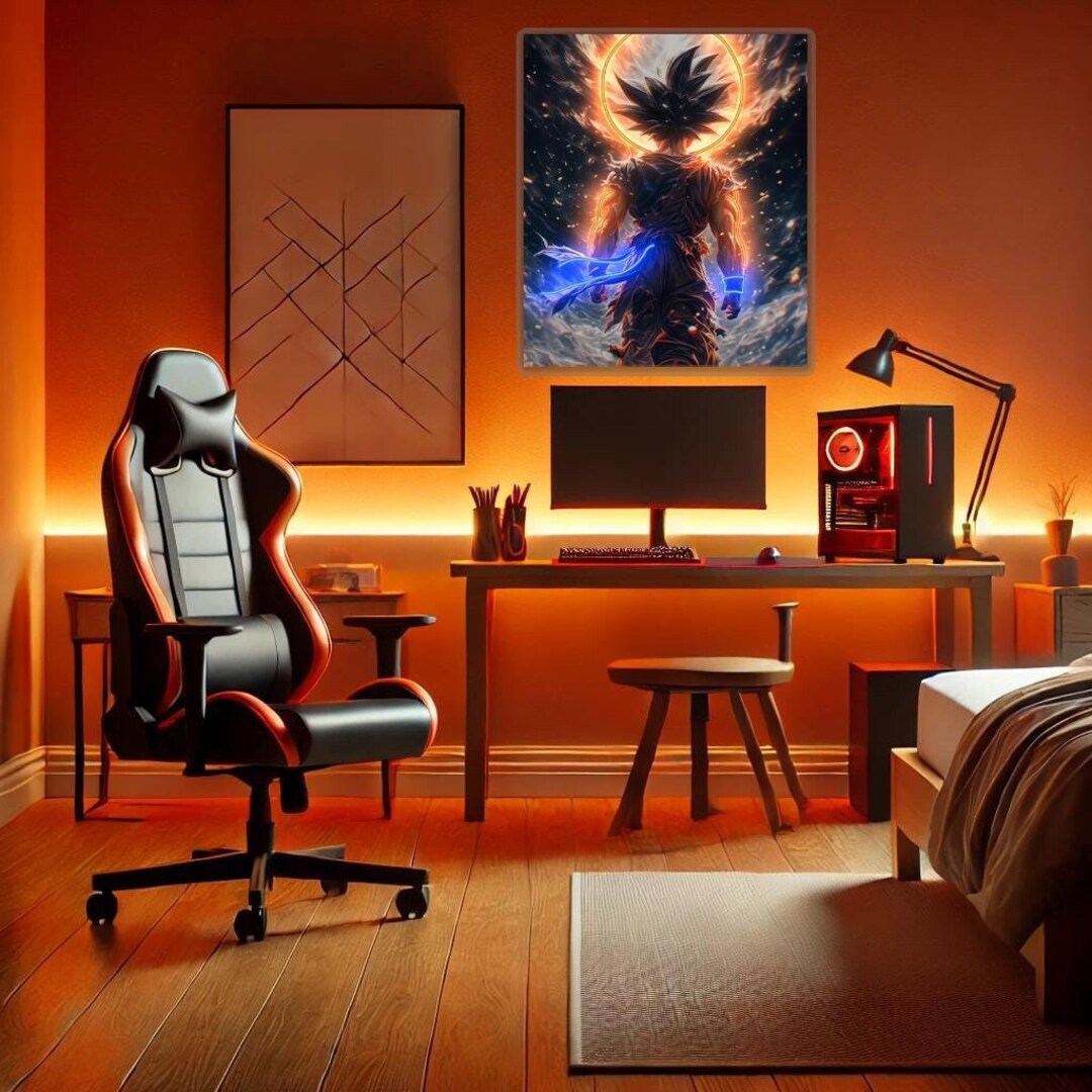 Goku LED Wall Fan Art Intense Neon-style Decor for Dragon Ball Z Fans ...