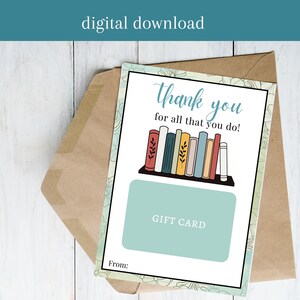 Librarian Thank You Gift, School Librarian, Librarian Appreciation Week Gift, Library Volunteer, Book Lover Thank You, Gift Card Holder