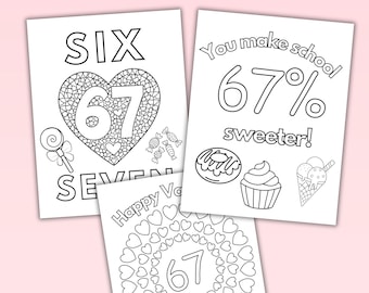 67 Valentine's Day Coloring Pages, Printable 67 Coloring Pages for Kids, Teacher Coloring Pages, Six Seven Coloring Pages