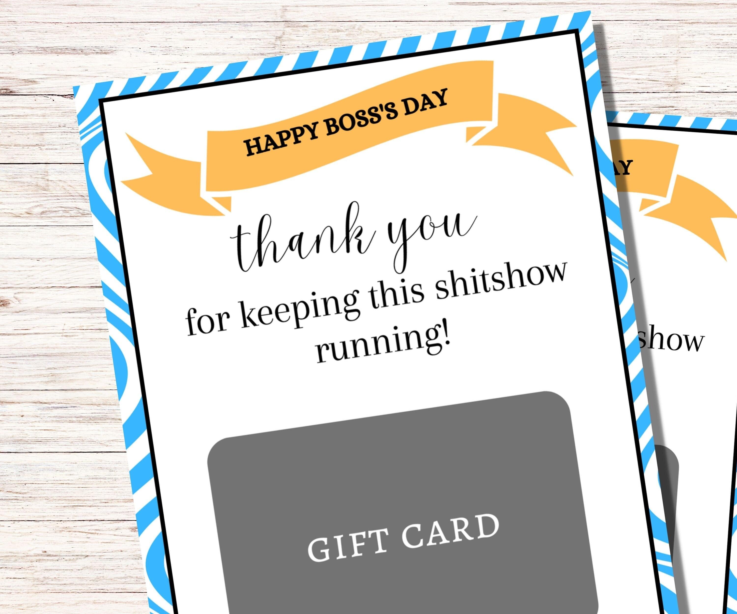 Boss Day Card, Boss Day Gift For Women, Printable Gift Card Holder, Boss Appreciation Gift, Boss Gift For Men Funny, Shitshow Supervisor