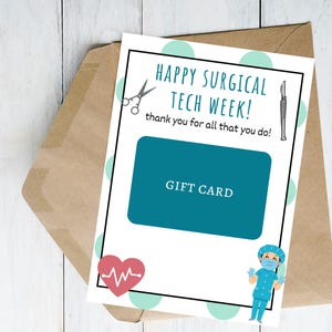 Surgical Tech Week Gift, Gift Card Holder, Surgical Tech Appreciation, Scrub Tech Week Gift, Surgical Tech Thank You