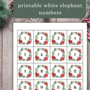 White Elephant Numbers, Printable Gift Exchange Numbers, Yankee Swap ...