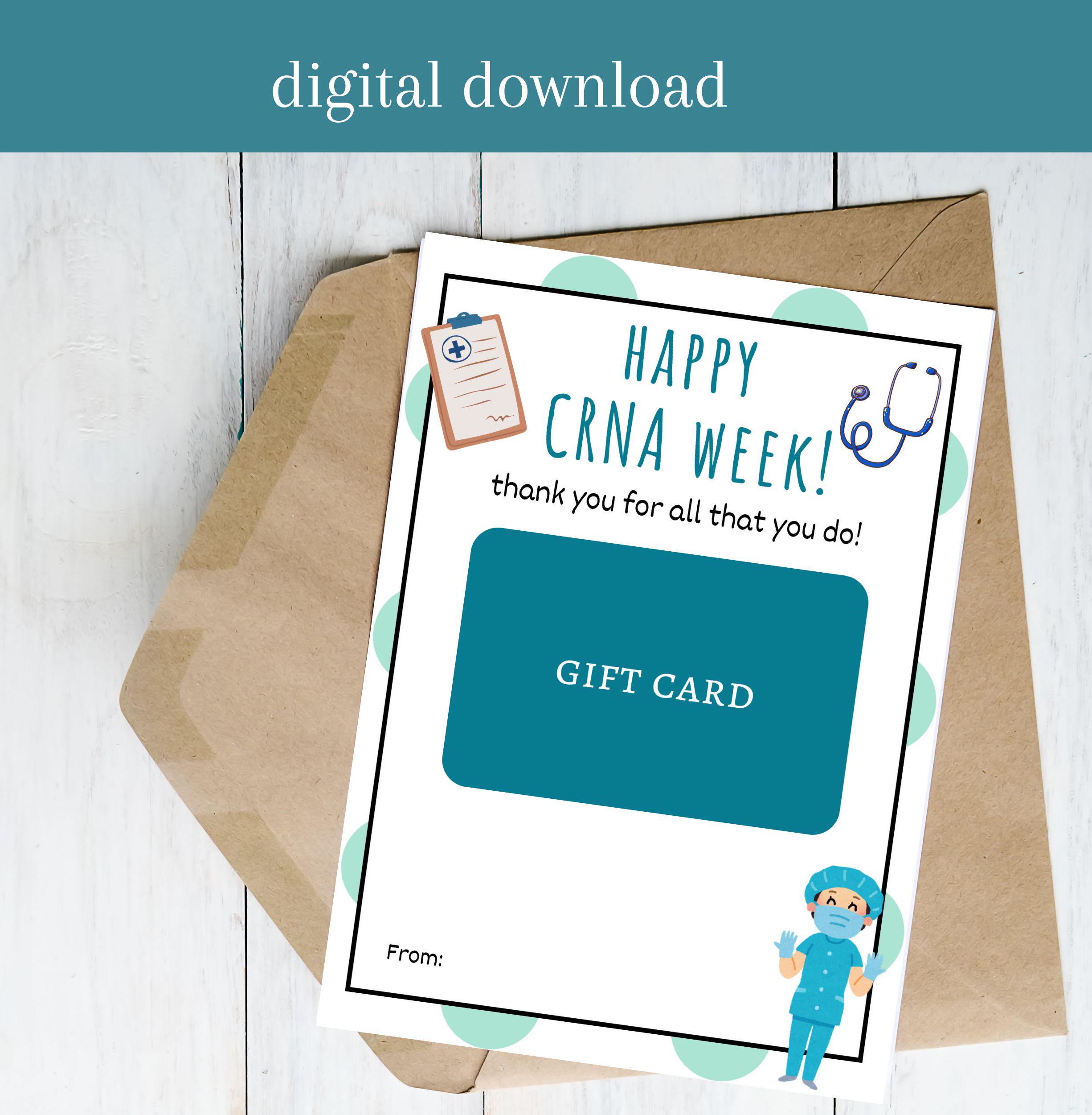 CRNA Appreciation Week Gift, CRNA Week Gift, Anesthesia Tech Week Gift, Gift Card Holder, Happy Certified Registered Nurse Anesthetists