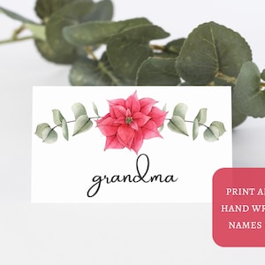 Christmas Place Cards Printable, Food Buffet Cards, Personalized Holiday Table Decor, Place Setting Names, Winter Wedding, Holiday Seating