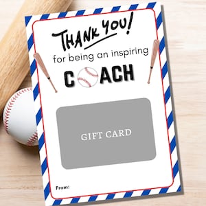 Porte-carte cadeau entraîneur de baseball, cadeau de fin de saison de baseball, cadeau entraîneur de baseball, carte de remerciement entraîneur de baseball, porte-carte cadeau imprimable