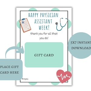 Physician Assistant Week Gift, Gift Card Holder, PA Week Gift, PA Appreciation Week, Physician Assistant Thank You, PA Week Gift Tag
