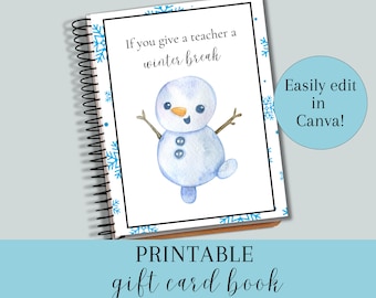 If You Give A Teacher A Christmas Break, Gift Card Book For Teacher, Christmas Gift Card Book, Christmas Cookie Book, Daycare Teacher