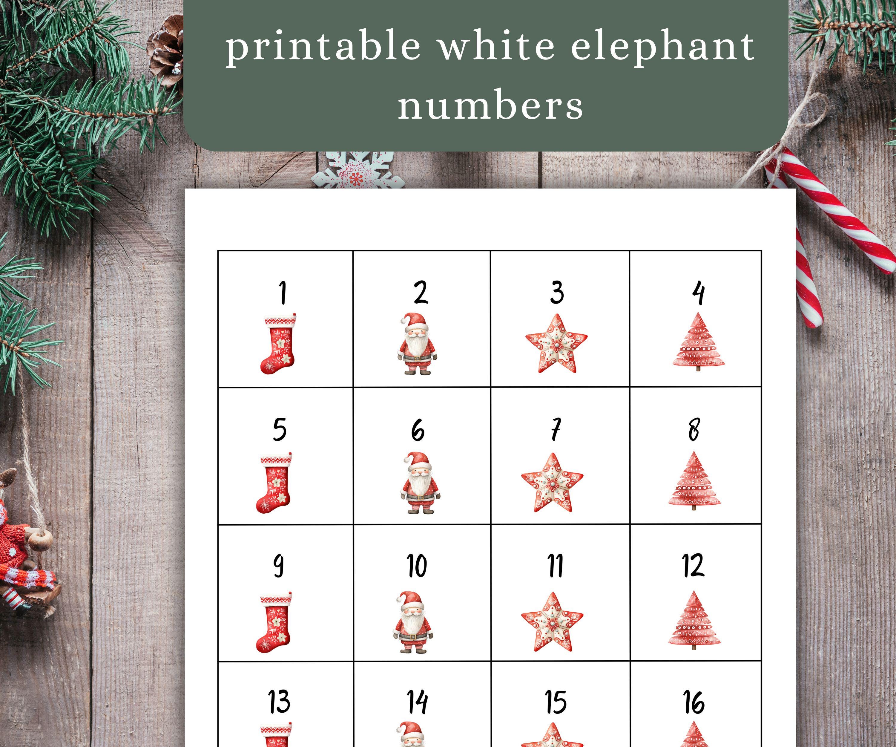 printable advent numbers, gift exchange numbers, yankee swap