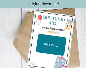 Apotheke Woche Geschenk, Apotheke Wertschätzung Woche, Apotheke Tech Geschenkkartenhalter, druckbare Dankeschön, Apotheker Tagesgeschenk