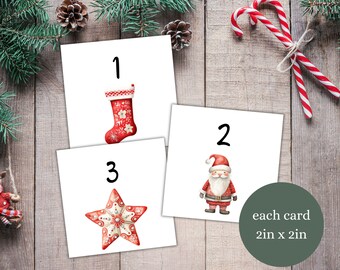 Printable Advent Numbers, Gift Exchange Numbers, Yankee Swap, White Elephant Numbers, Christmas Party Game, Work Party Games, Printable Game