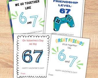 Printable 67 Valentines, Printable Classroom Valentines for Boys, Funny Valentines For Kids, Six Seven Slang Valentine