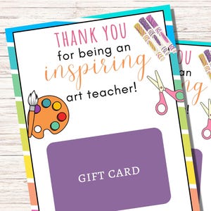 Porte-cartes cadeau professeur d'art, cadeau de fin d'année pour professeur, carte de professeur d'art, cadeau spécial professeur, professeur de garderie, merci