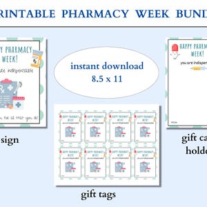 Pharmacy Week Gift Tags, Pharmacy Appreciation Week Decor, Pharmacy Tech Gift Card Holder, Printable Thank You Gift, Lab Tech Day