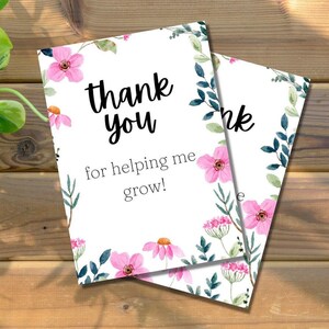 Thank You for Helping Me Grow Tags, Teacher Appreciation Week Gift Tags Printable, Gift Tag For Flowers, Teacher Gift Tag, Teacher Thank You