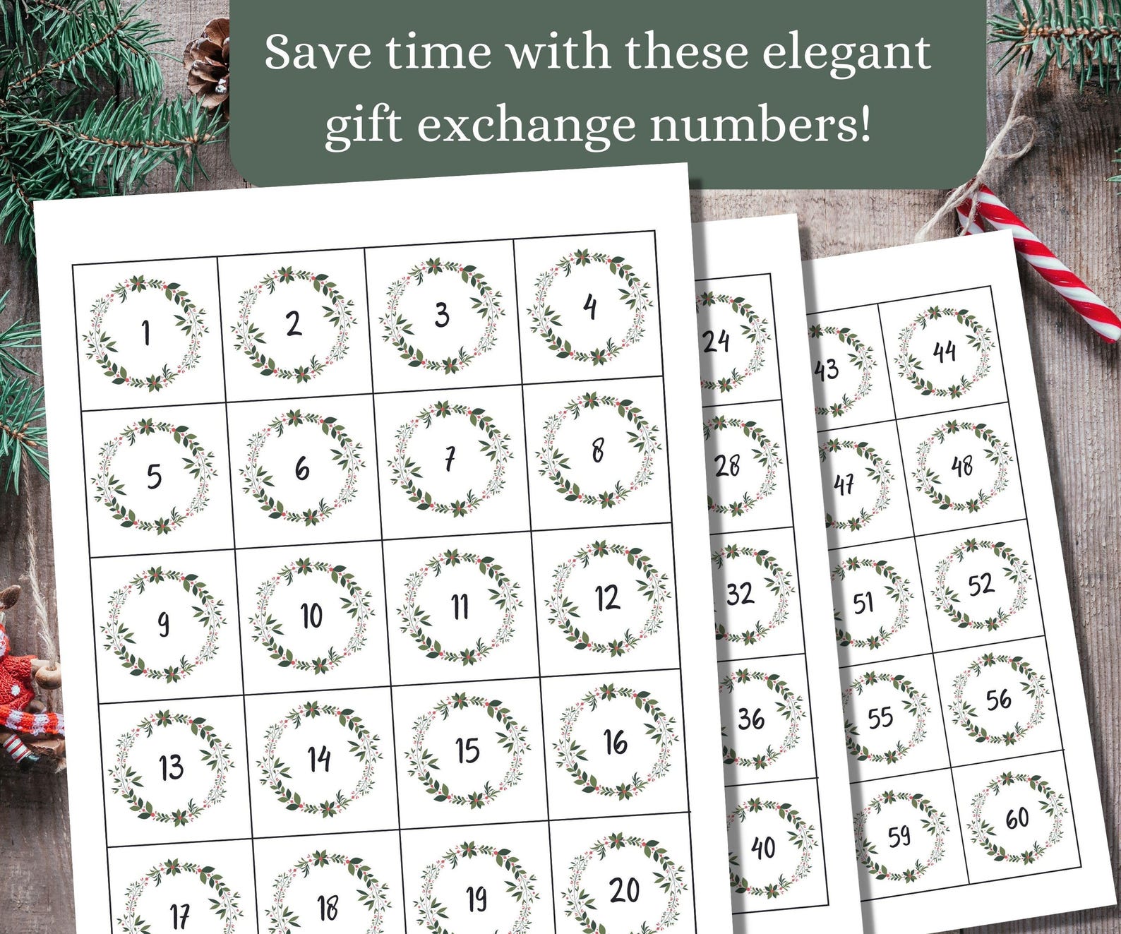 White Elephant Numbers, Gift Exchange Numbers Printable, Yankee Swap ...