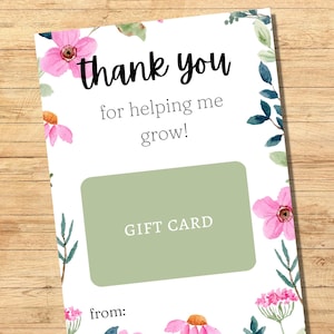 Cadeau de précepteur pour soins infirmiers, carte de précepteur d'infirmière, merci de m'avoir aidé à grandir, porte-carte-cadeau imprimable, carte de remerciement de mentor