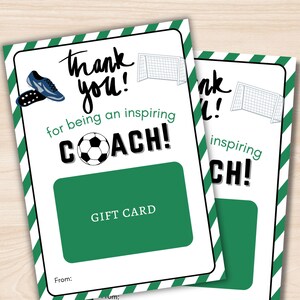 Soccer Coach Gift Card Holder, Printable Gift Card Holder, Soccer Coach Thank You Card, Coach Appreciation Gift, End Of Season Gift