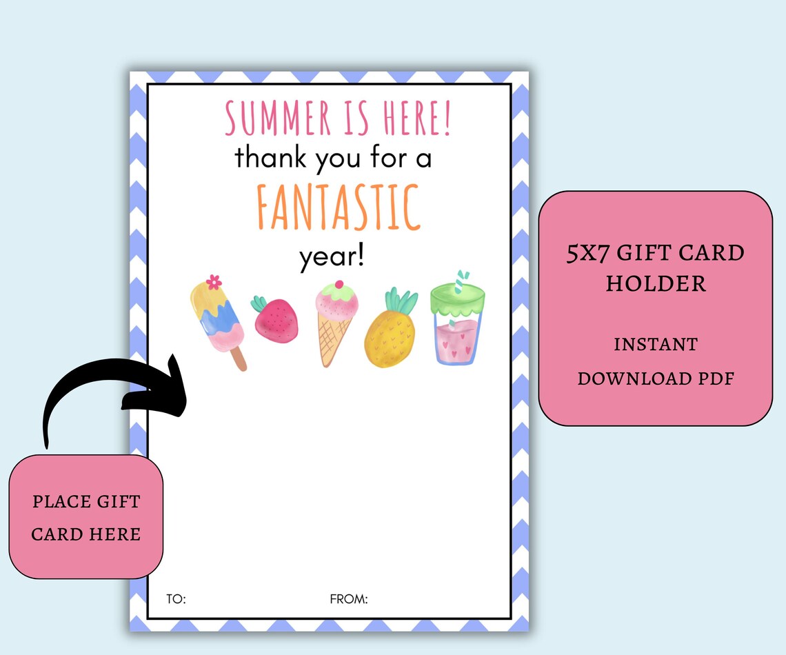 Printable Teacher Gift Card Holder, End of Year Teacher Gift, School is ...