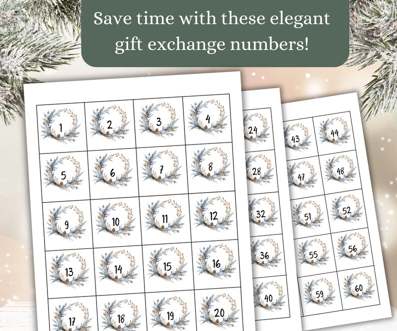 White Elephant Numbers, Printable Gift Exchange Numbers, Yankee Swap ...