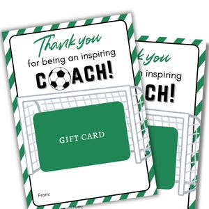 Printable Soccer Coach Gift Card Holder, Soccer Coach Thank You Card Printable, Coach Appreciation Gift, End Of Season Gift, Team Gift