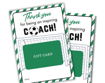 Soccer Coach Gift Card Holder, Soccer Coach Thank You Card Printable, Coach Appreciation Gift, End Of Season Gift, Team Gift