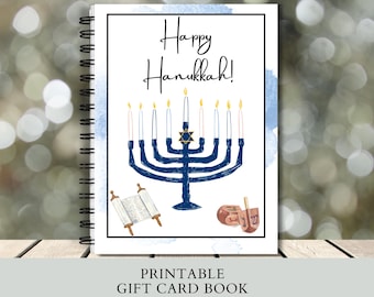 Hanukkah Gift Card Book, Printable Gift Card Book, Hanukkah Gift For Teenager, Gift For Daughter, For Son, Money Holder, Chanukah Gift