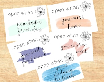 Open When Envelopes For College Students, Open When Letters College, Back To College Gift, Gift For Daughter, University Care Package