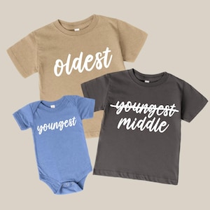 Oldest Middle Youngest Kids Shirts, Sibling kids Shirts, Sibling Matching Shirts, Baby Announcement, Pregnancy Announcement