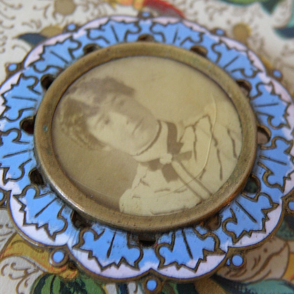 Photo of Woman in Enameled Setting Pin