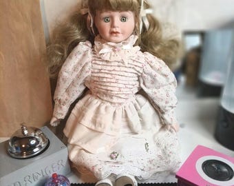 Christy Porcelain Doll, Vintage Victorian Dress, Mysterious Storytelling Doll