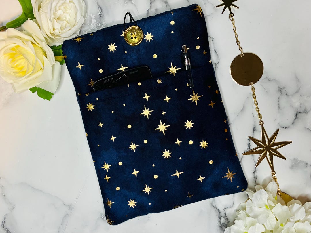Velvety Navy & Gold Stars Book Sleeve - Etsy