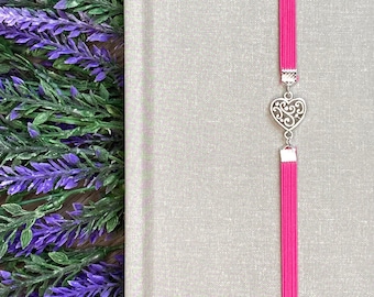 Heart Charm Elastic Bookmark