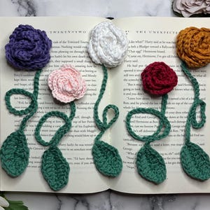 Crocheted Rose Bookmarks
