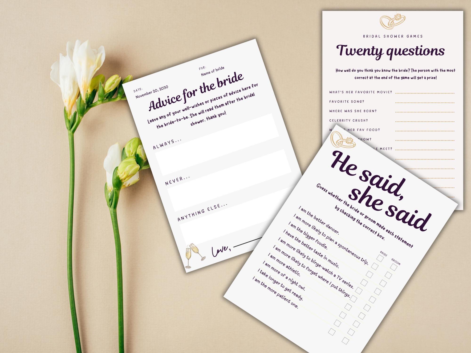 Bridal Shower Game Template, Your Bridal Shower With Interactive Game ...