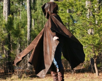 Alligator Pleather Hooded Cape Poncho Garb Duster