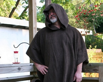 Dark Brown Hooded AntiPill Fleece Poncho Pullover StarWars Jawas Cosplay