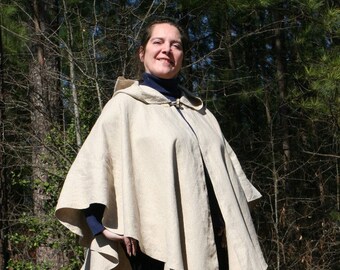 Linen Hooded Cape or Poncho - Cosplay Mara Jade Skywalker Michonne Renaissance Garb