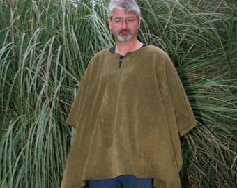 Olive Drab V-neck Make My Day Fleece Poncho