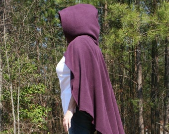 Aubergine Hooded Cape Tyrian Purple Cloak Garb Cosplay Costuming
