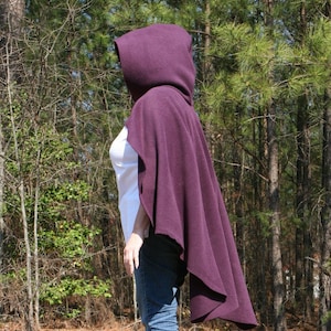 Aubergine Hooded Cape Tyrian Purple Cloak Garb Cosplay Costuming