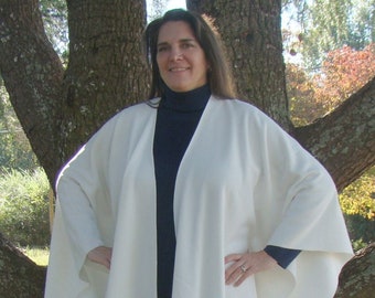 Winter White Fleece Wrap Shawl Ruana Stole With or Without Fringe