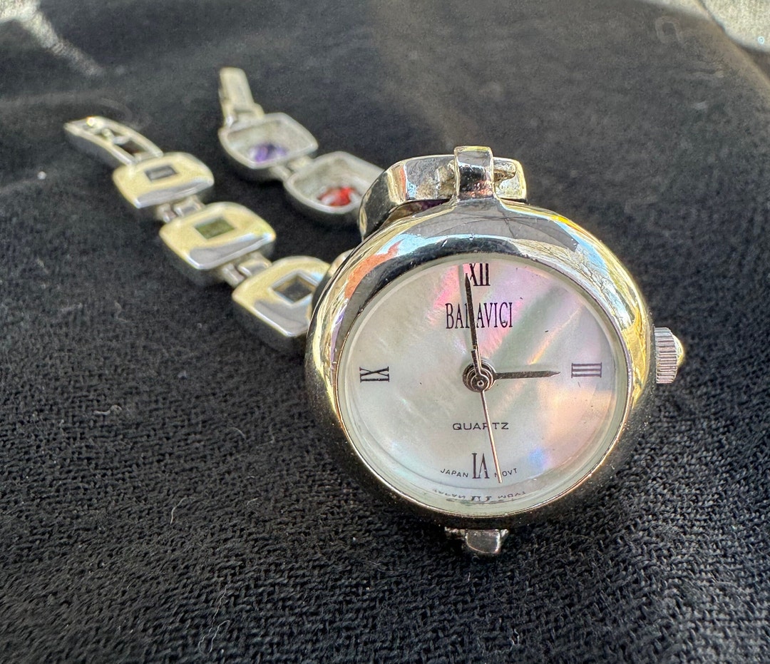 Badavici Quartz Watch Vintage Square Cut Gems 925 Sterling  display picture 2