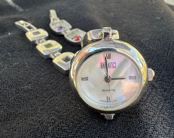 Badavici Quartz Watch Vintage Square Cut Gems 925 Sterling Silver Bracelet Jewelry Genuine Gemstones Free Domestic Shipping!
